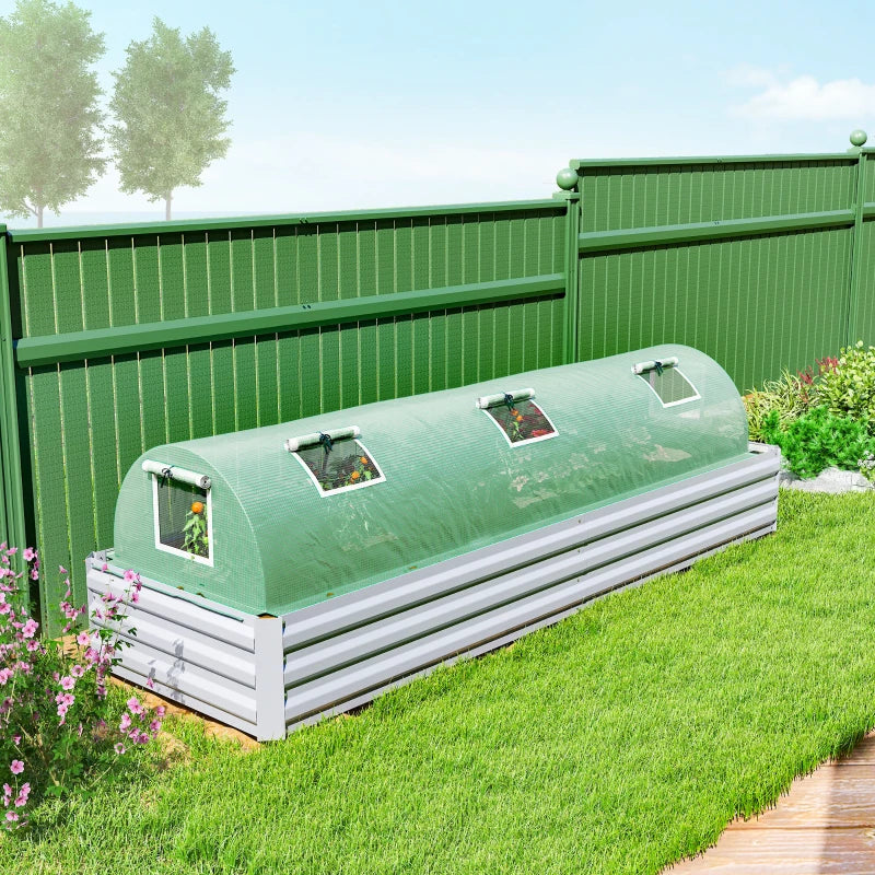 Portable Mini Greenhouse, Tunnel Growing Tent with 5 Mesh Windows and Steel Frame,10' x 3' x 2', Green