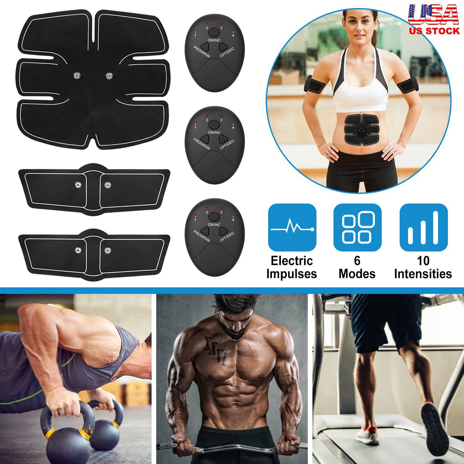 Smart Abs Stimulator Abdominal Muscle Toning Belt Trainer EMS Training Arm Fitness Gear