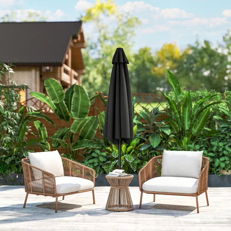 Patio Sun Umbrella, Outdoor Parasol with 6 Ribs, Black