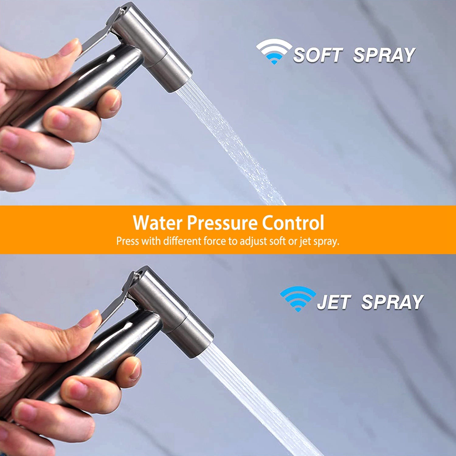 Handheld Bidet Sprayer Stainless Steel Bathroom Shower Toilet Bidet Sprayer Baby Cloth Diaper Sprayer Kit w/ Hose Brass Valve For Personal Hygiene Toi