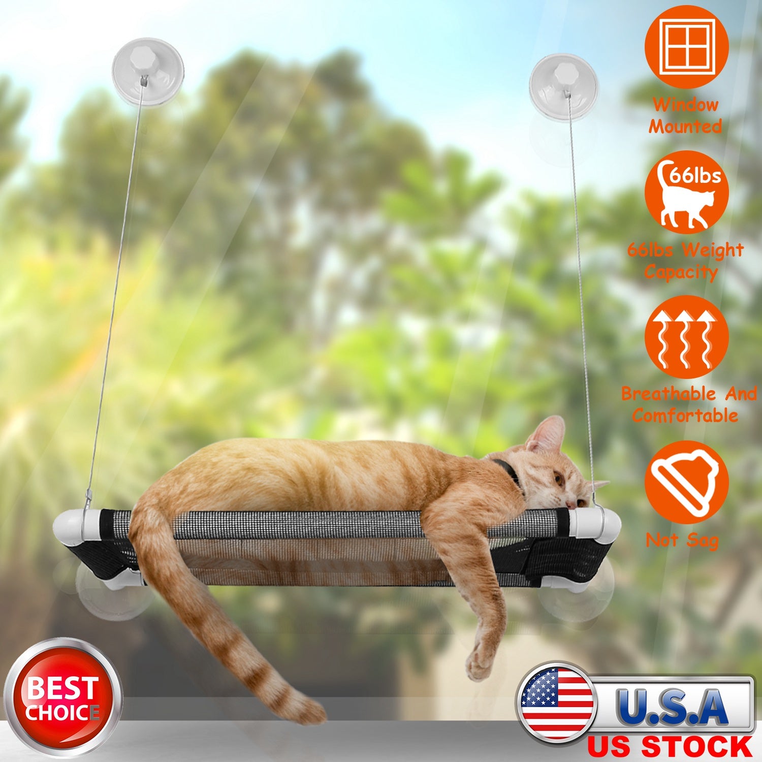 Cat Window Perch Cat Hammock Window Seat Window Mounted Cat Bed Hanging Cat Seat Hold up to 66lbs