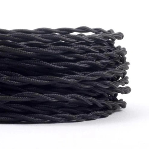 Flexible Cable 3 Core Twisted Fabric Black ~ 2072