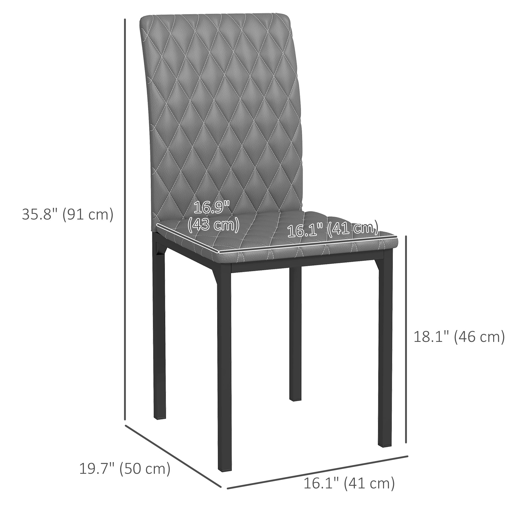 HOMCOM Set of 4 Modern Tufted High Back Dining Chairs Upholstered Seats Steel Legs for Living Room Kitchen Dining Area