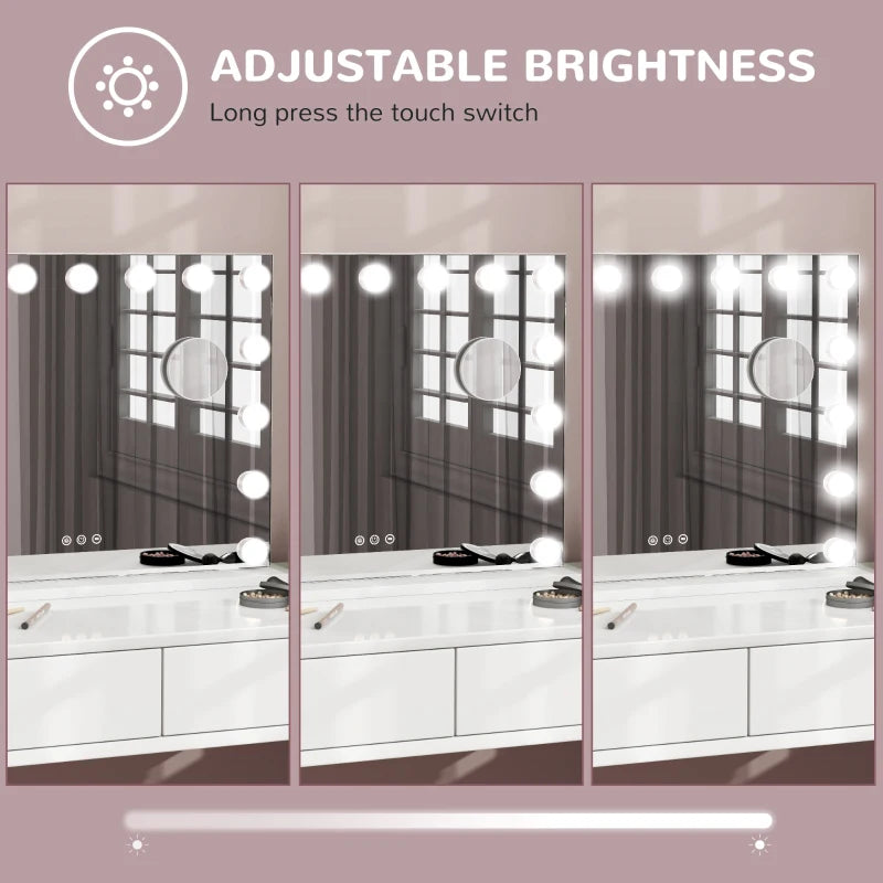Hollywood Makeup Mirror with Lights, 3 Lighting Modes, USB Charging Port, Tabletop or Wall Mounted, White