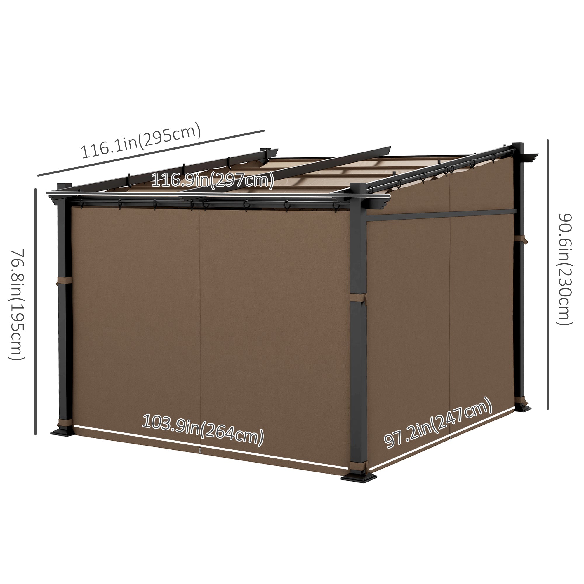 Outsunny 10'x10' Metal Pergola with Retractable Sliding Roof Canopy Coffee Outdoor Shade Structure