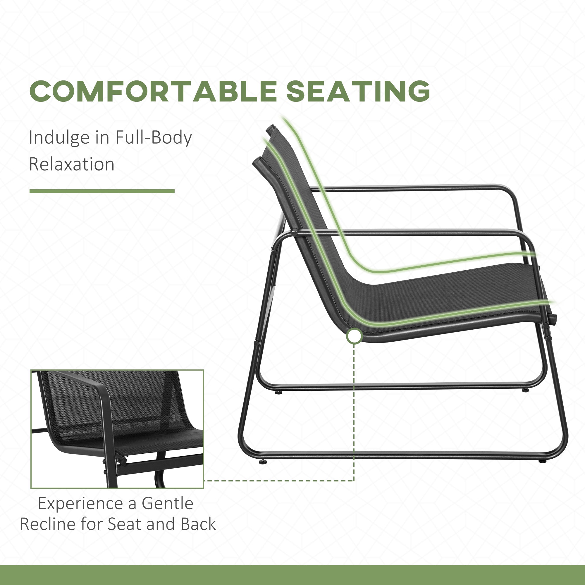 Outsunny 4 PCs Patio Furniture Set with Texteline Seat Outdoor Conversation Set with Loveseat, Center Coffee Table, Black