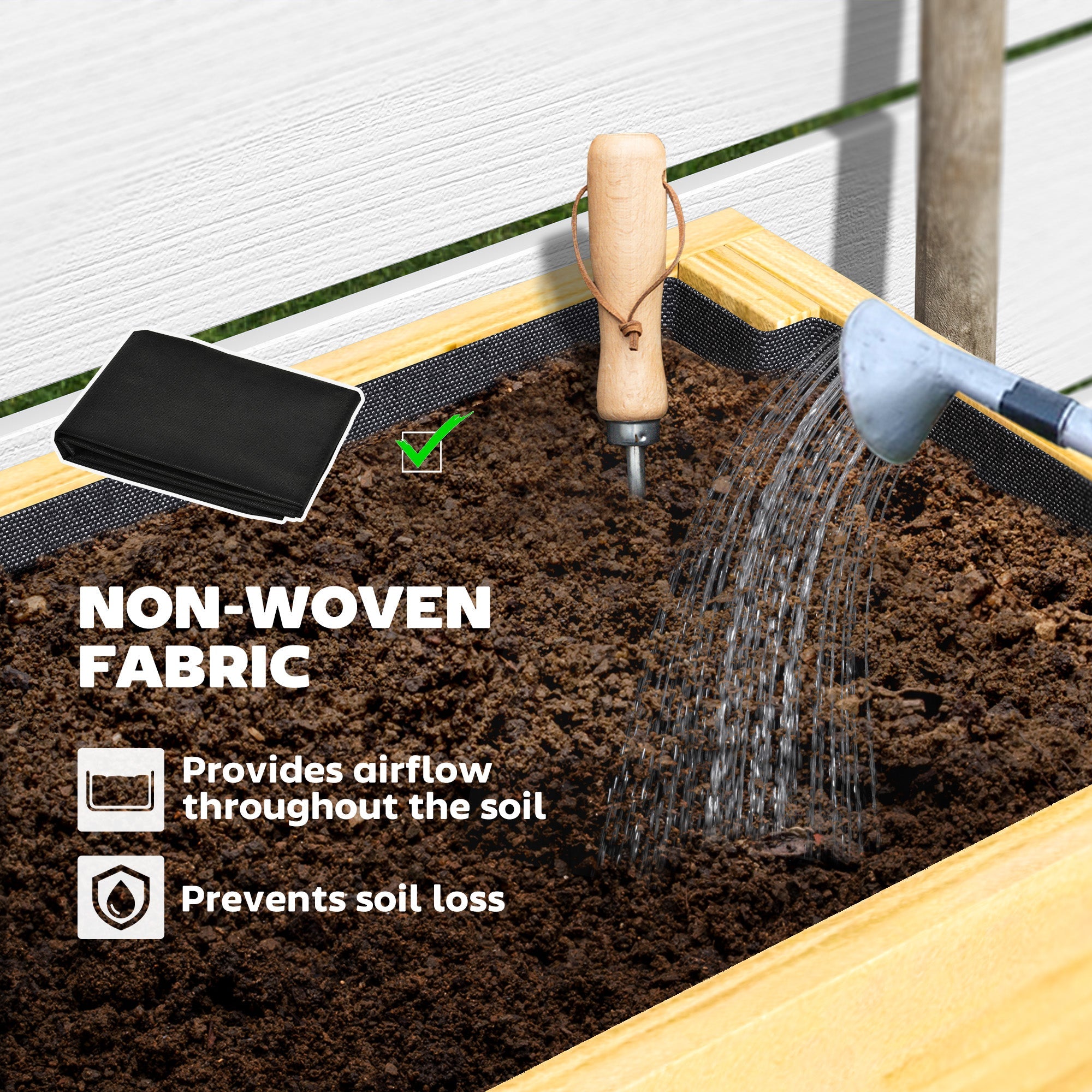 Outsunny Raised Planter Box, Elevated Wooden Garden Bed with Legs & Storage Shelf for Patio & Backyard, Natural Wood