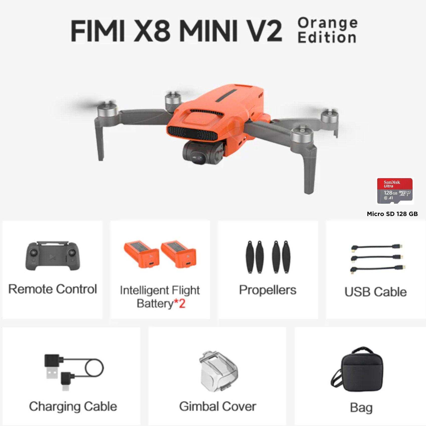 FIMI X8 MINI V2 GPS Drone with 4K Camera Professional 245g ultra-lightweight 31 Mins Flight Time 9KM Video Transmission, 3-Axis Gimbal 2 Intelligent Batteries 128GB | TUTT