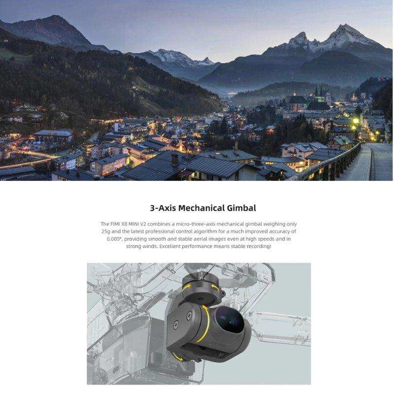 FIMI X8 MINI V2 GPS Drone with 4K Camera Professional 245g ultra-lightweight 31 Mins Flight Time 9KM Video Transmission, 3-Axis Gimbal 2 Intelligent Batteries 128GB | TUTT