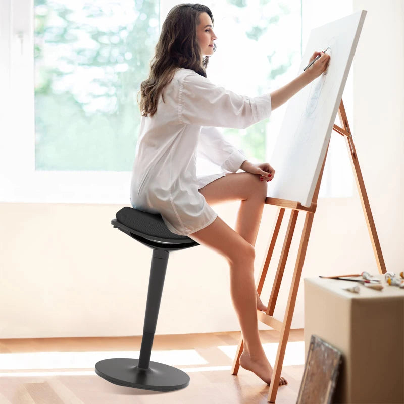 Standing Desk Stool, Ergonomic Wobble Chair, Adjustable Leaning Stool for Office Desks, with Rocking Motion, Black