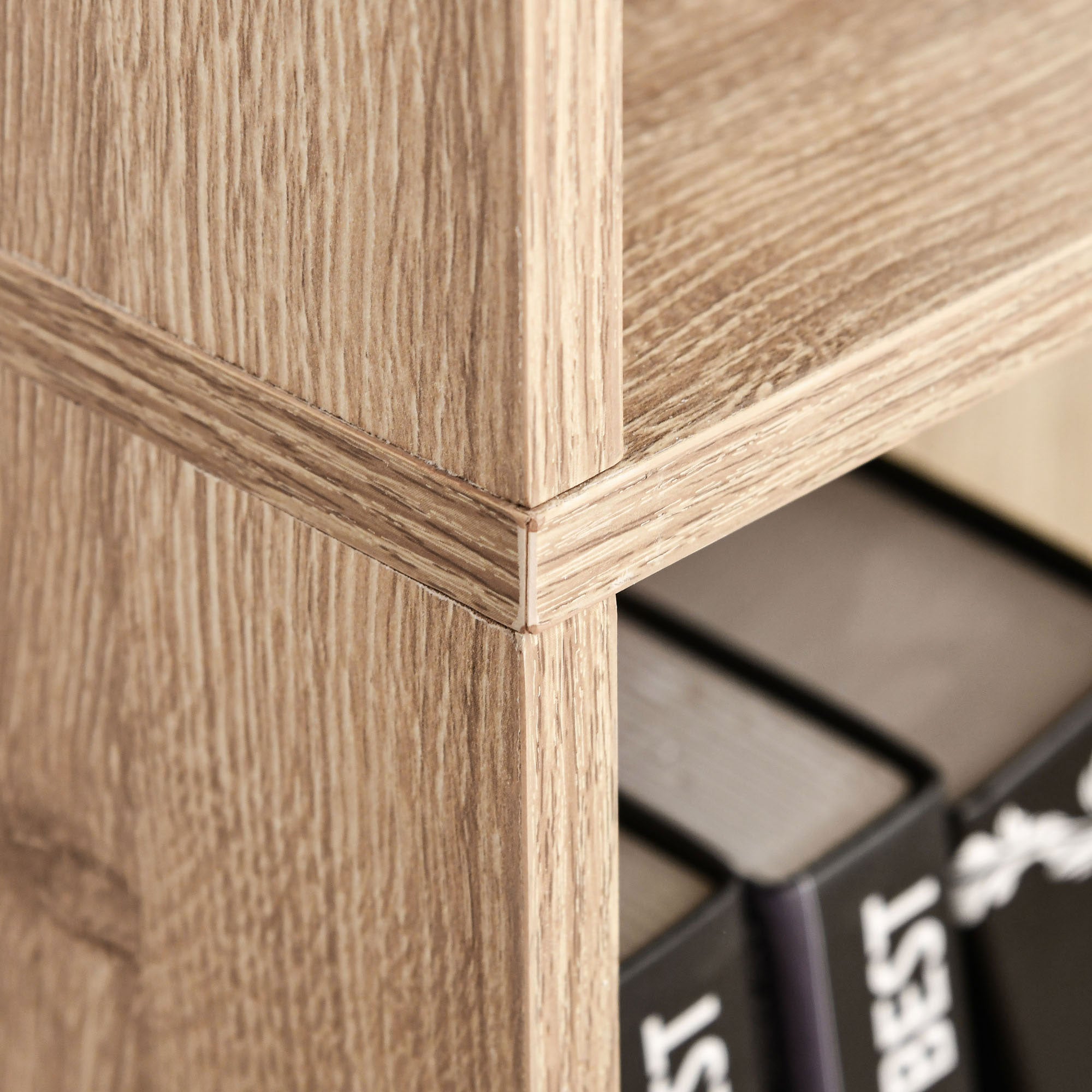 HOMCOM 5-Tier Bookcase: Adjustable Shelves Display Unit for Living Room/Office, Natural Wood