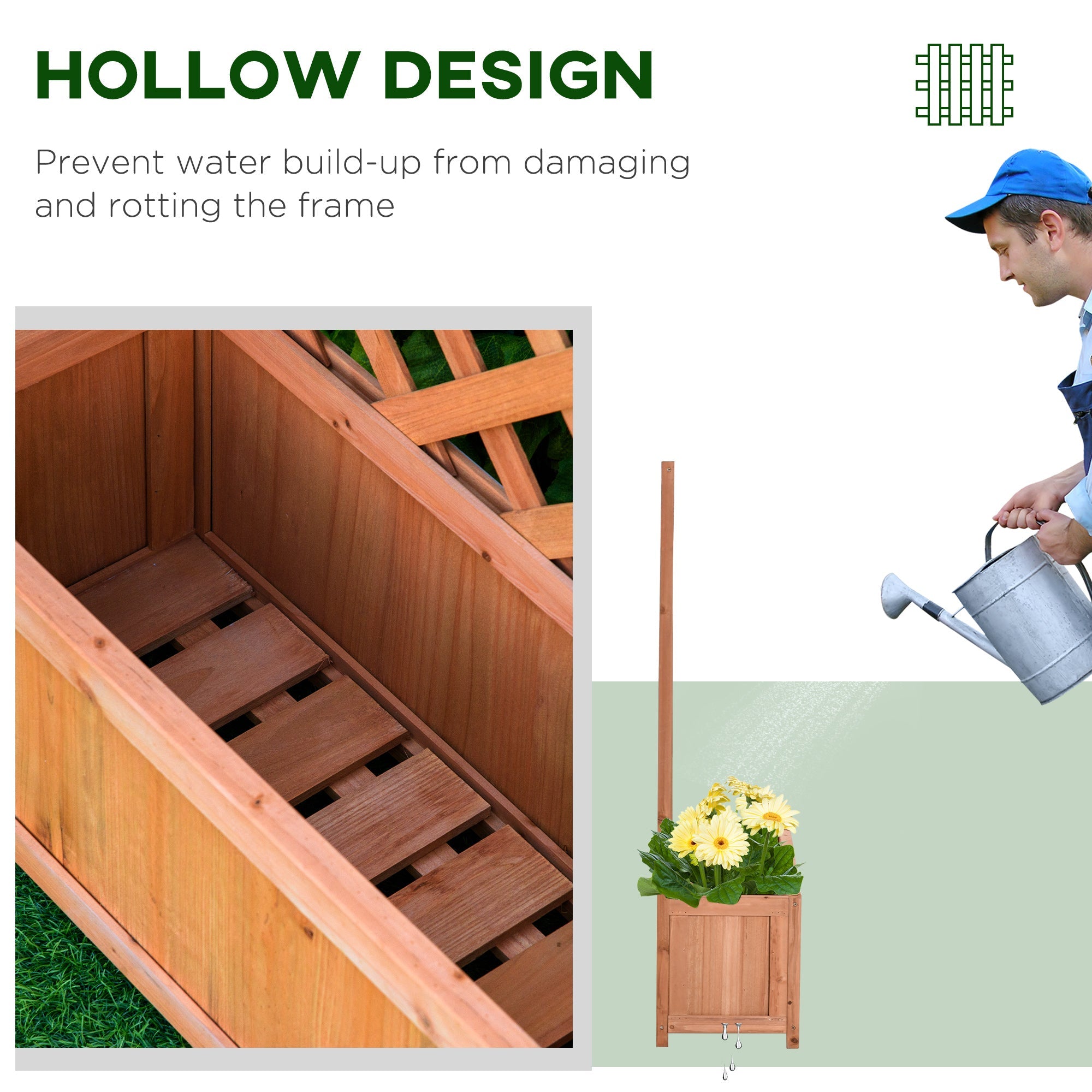 Outsunny Raised Garden Bed with Trellis 28"x11"x46" - Ideal for Vine Climbing Vegetables & Flowers in Backyards, Durable Wood, Brown