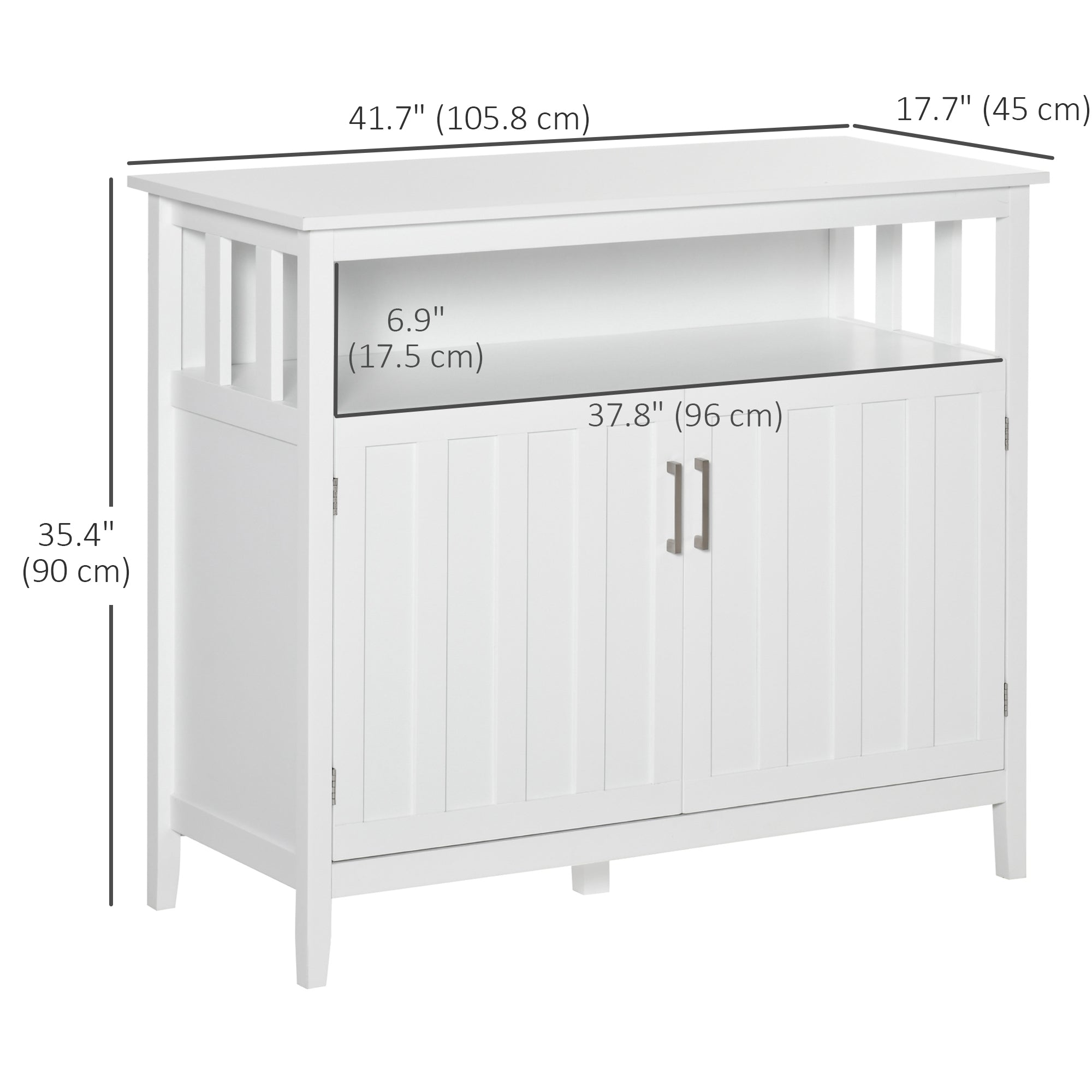 HOMCOM Contemporary Chic: White Sideboard Buffet Server with Doors and Shelves for Dining Room Sophistication | Elegant Storage