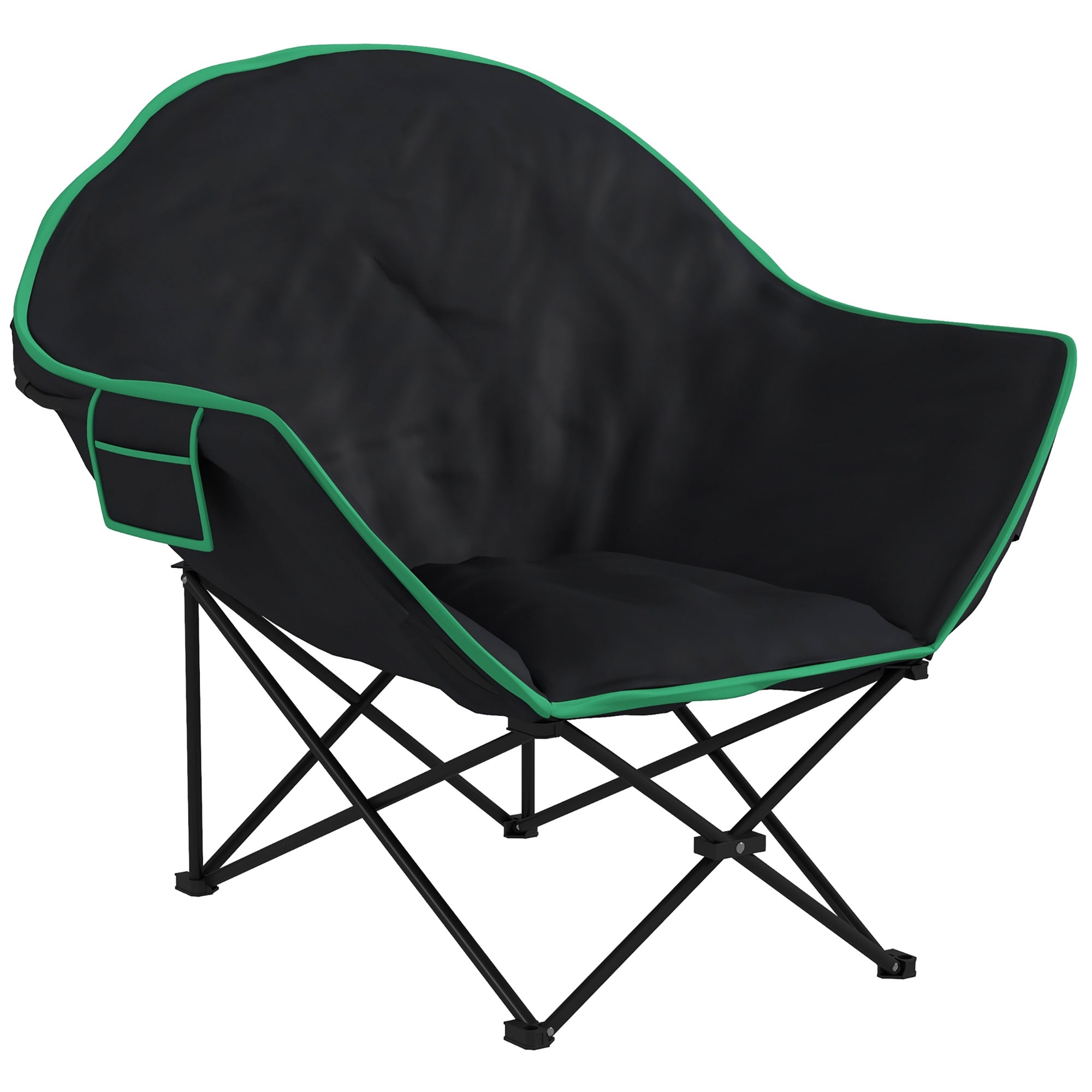 Outsunny Portable Fishing Chair: Foldable, with Carry Bag & Adjustable Footrest, Ideal for Outdoor, Beach, Picnic, Hiking, Black