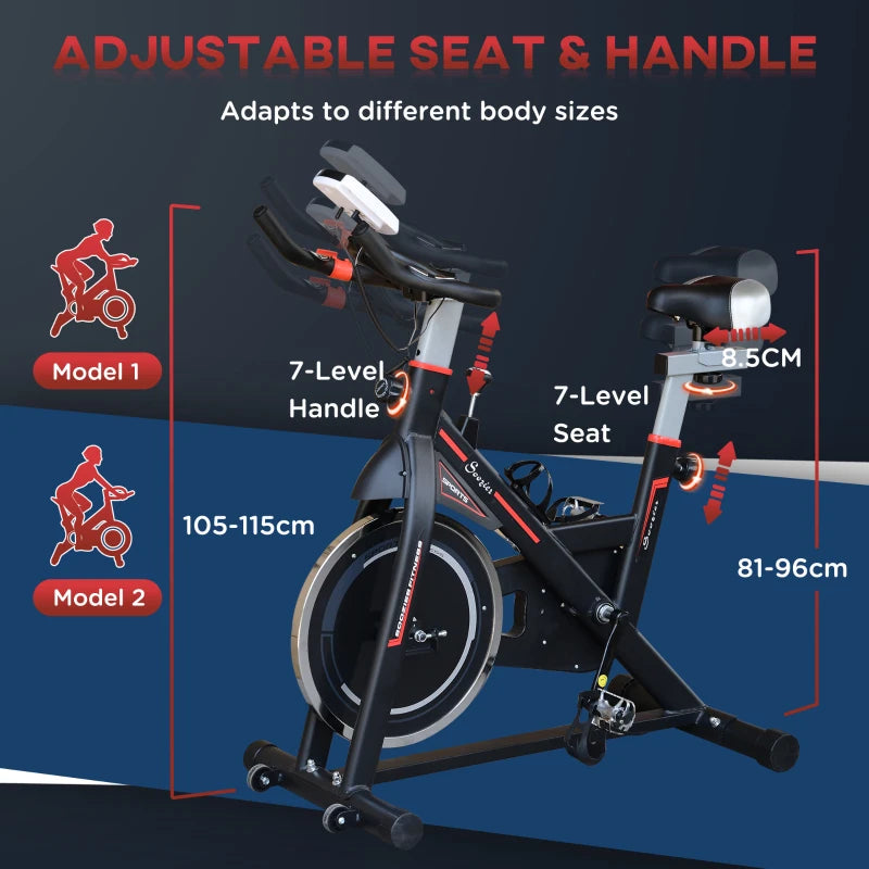 Soozier Upright Stationary Exercise Bike, Cardio Workout Training Bicycle w/ Adjustable Resistance LCD Monitor, Black