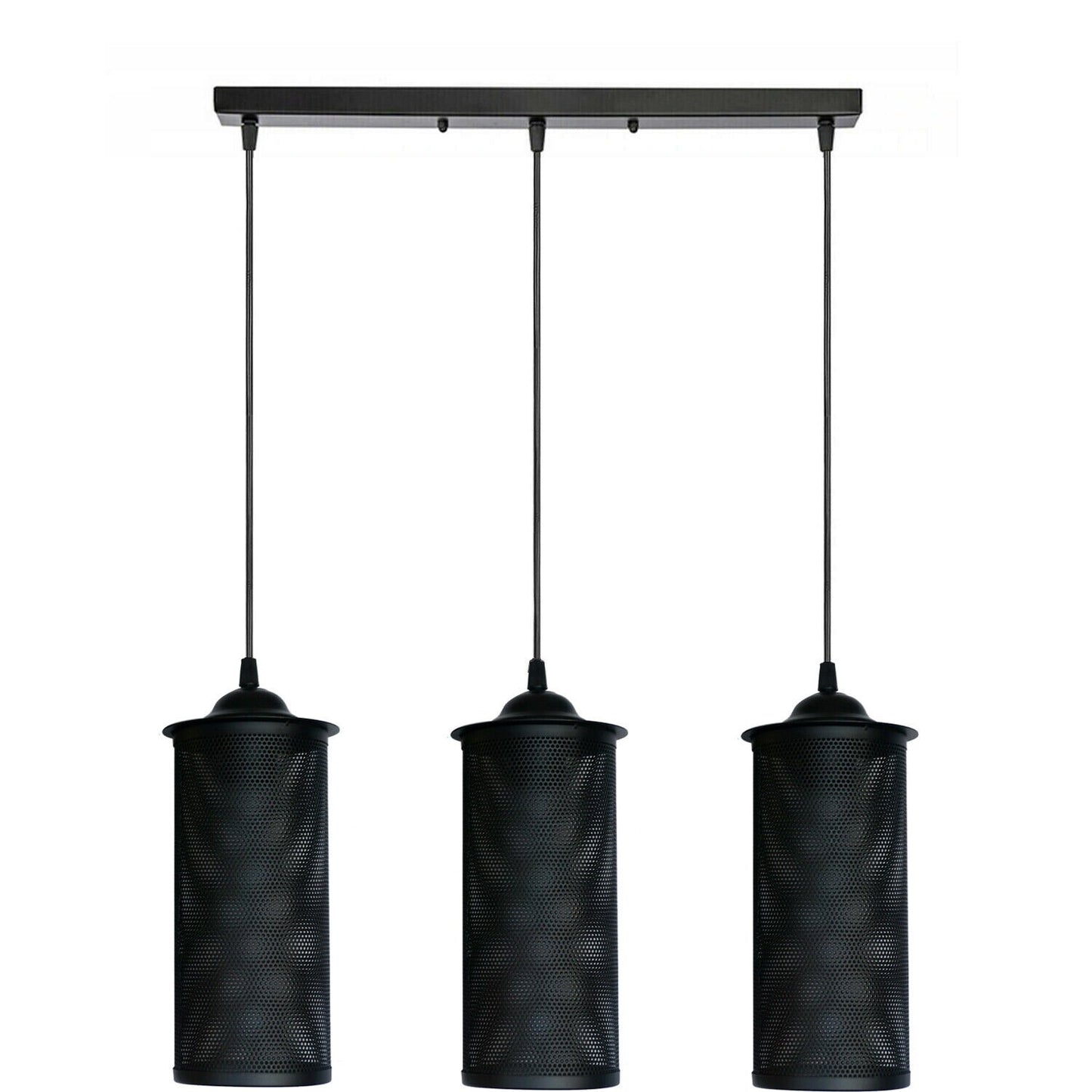 Retro 3-Head Barrel Cage Black Ceiling Pendant Light ~ 1732