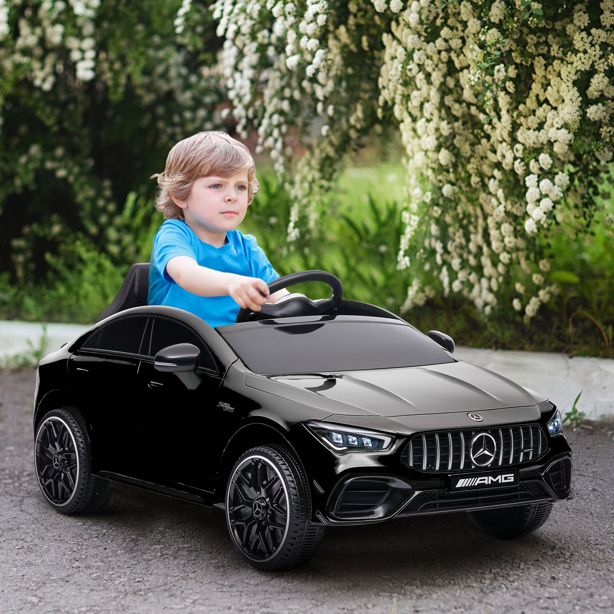 Qaba Mercedes-AMG Licensed 12V Ride on Car, Kids Electric Car with Remote Control, Spring Suspension, LED Lights, Black