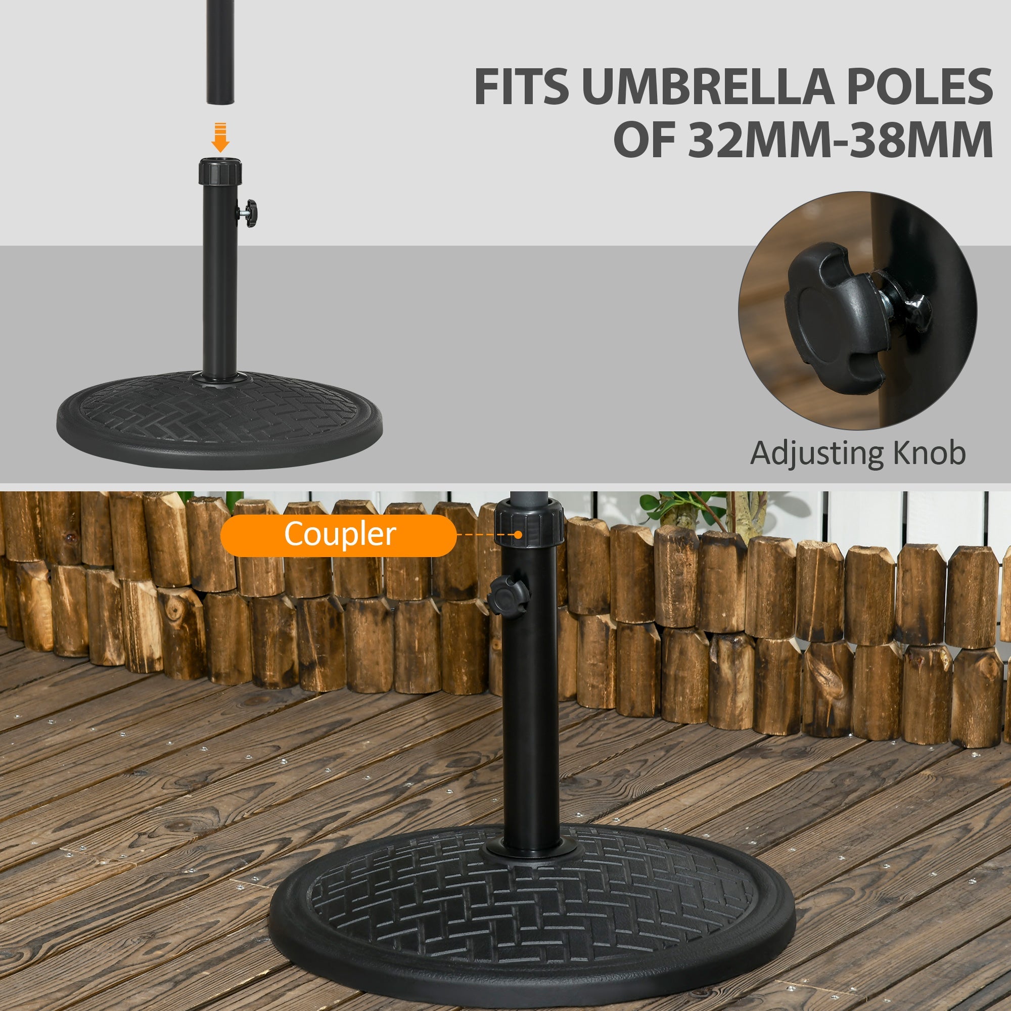 Outsunny 31lb Concrete Patio Umbrella Base: Outdoor Round Weight Stand for Lawn, Deck & Garden, Black