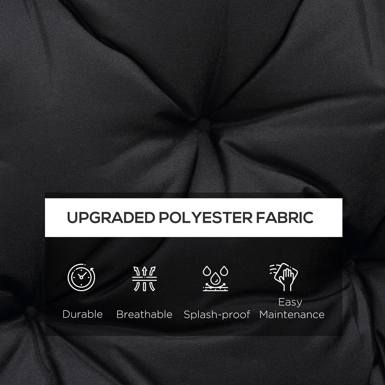 Outsunny 3 Seater Outdoor Seat Pads Bench Swing Chair Replacement Cushions Backrest for Patio Garden, Black