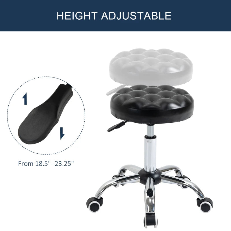 Rolling Swivel Padded Salon Stool with Adjustable Height Wheeled Tattoo Massage Chair Beauty SPA Bar Seat with Thick Padded Black