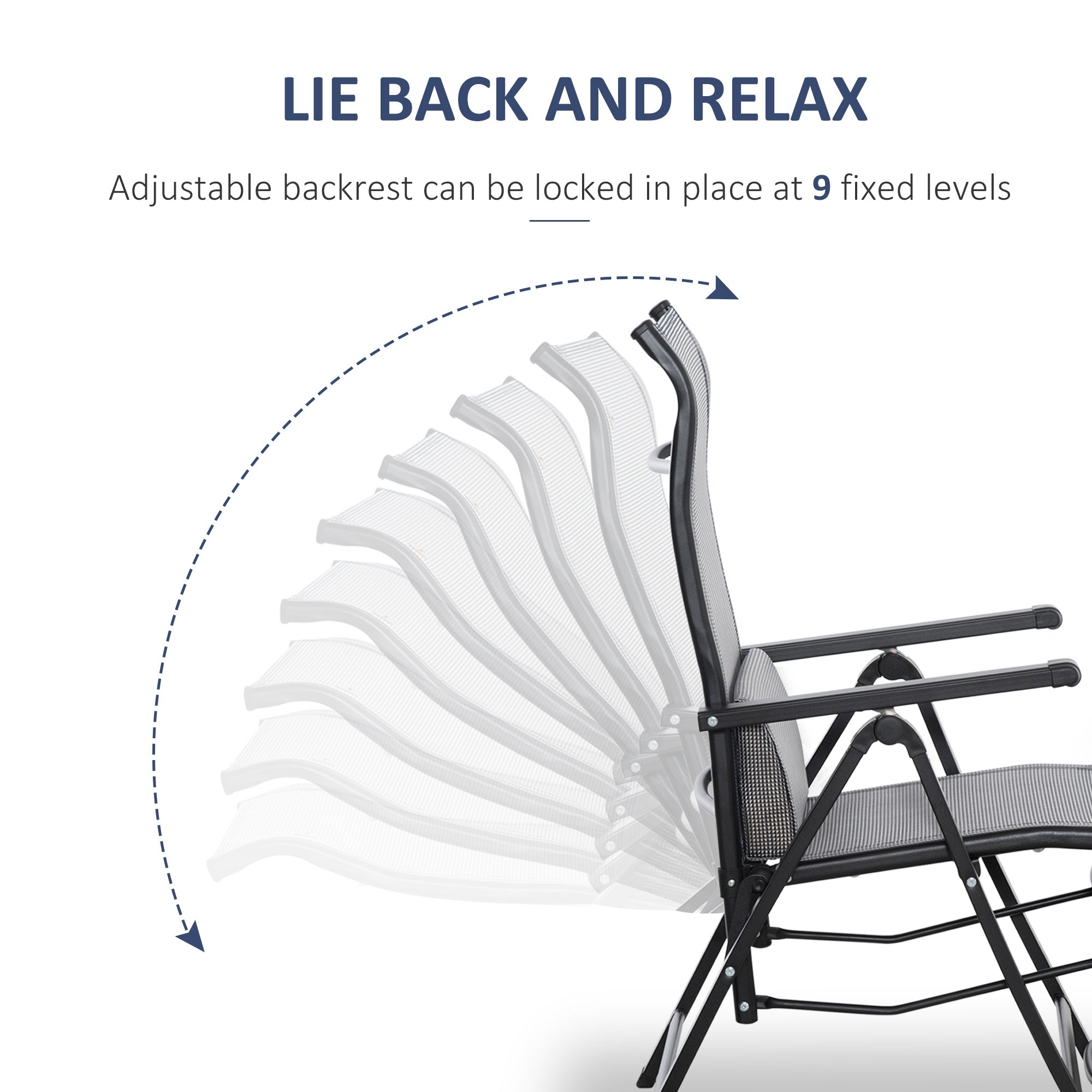 Outsunny Zero Gravity Chair Folding Recliner Grey Patio Lounger with Adjustable Backrest for Patio Deck Poolside