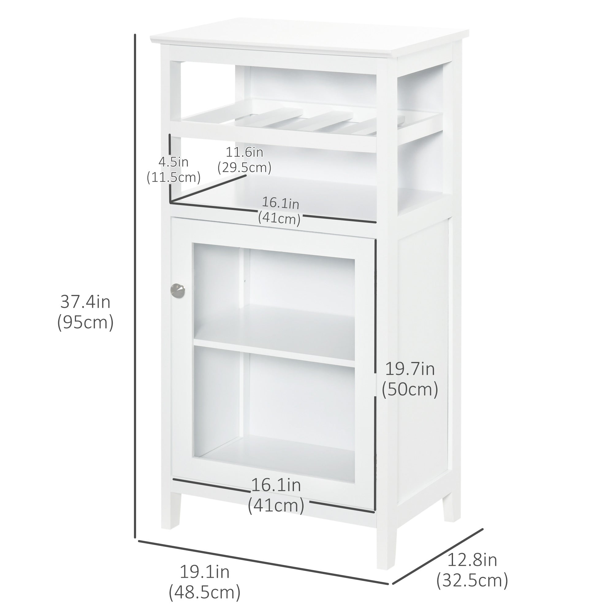 HOMCOM Wine Cabinet 4 Bottle Wine Rack Open Shelf Acrylic Door Cabinet Adjustable Shelf Home Bar White Furniture