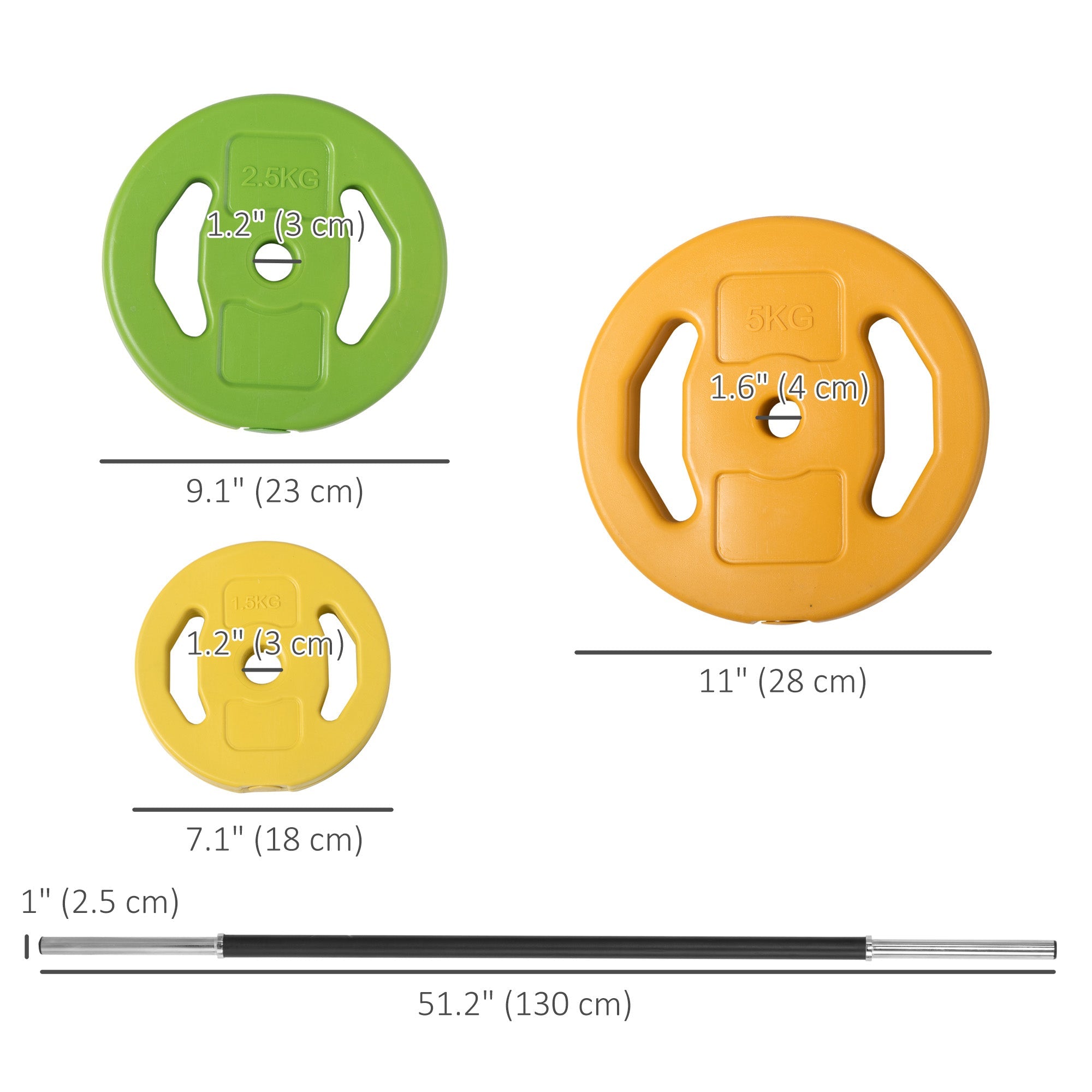 Soozier 44lbs Adjustable Barbell Weight Set Non-Slip Handle for Home Gym Weightlifting Fitness Equipment