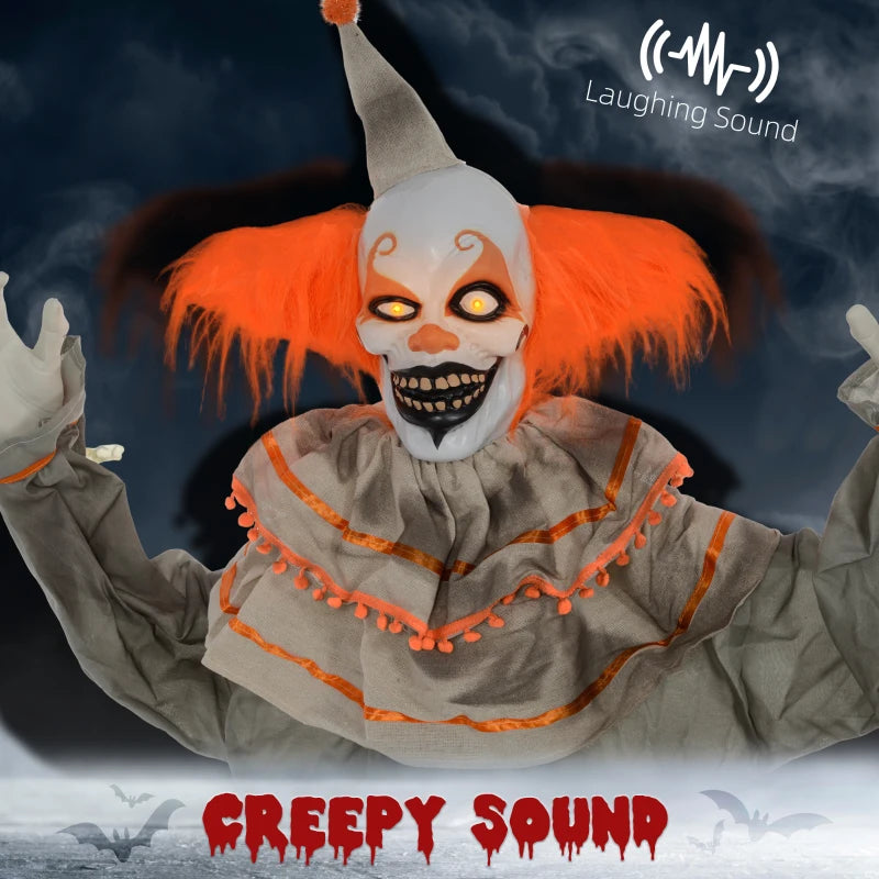 HOMCOM 6.4' Life-Size Winged Grim Reaper – Animated Halloween Decoration, Light-Up Eyes