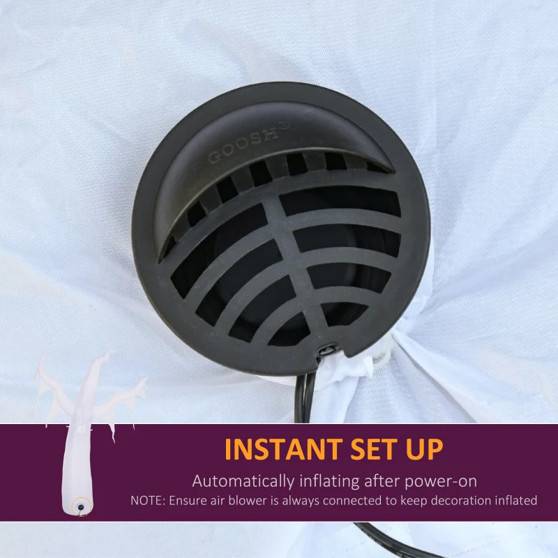 Outsunny 7ft Inflatable Halloween Ghost with Horns – LED Blow-Up Yard Display with Flame Effect