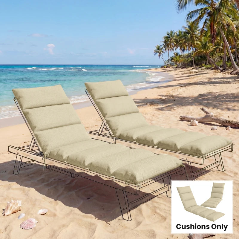 Outdoor Lounge Chair Cushion with Zipper Reversible Chaise Lounge Cushion for Patio Indoor/Outdoor Beige