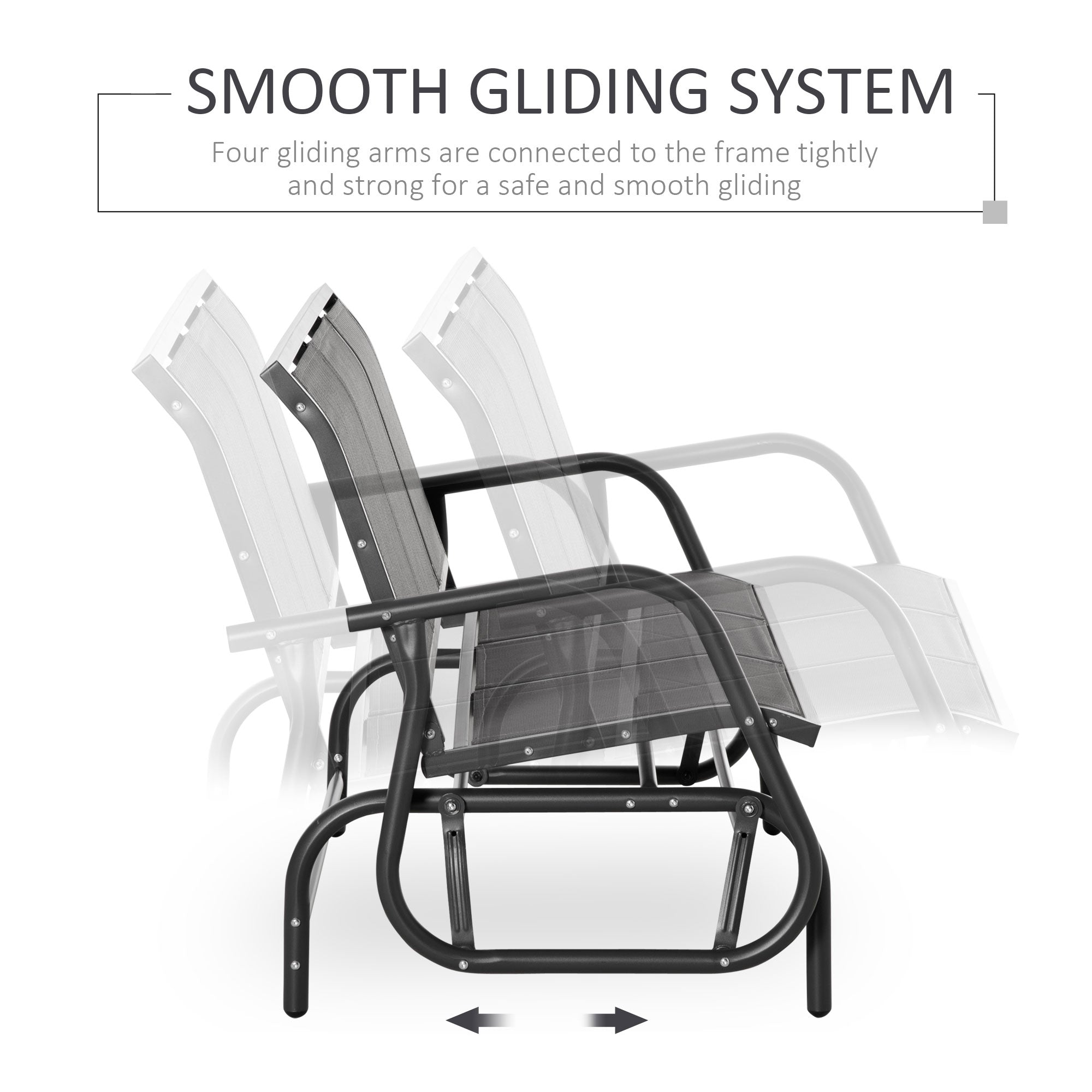 Outsunny 3-Seat Outdoor Glider Chair, Patio Rocking Chair, Steel Frame, Sling Fabric Seat for Garden, Backyard, Lawn, Grey