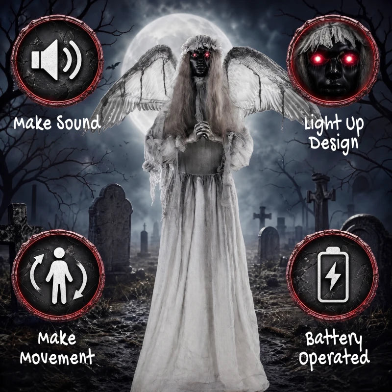 63.8" Animated Crying Angel Halloween Decoration with Light-Up Eyes, Sound & Touch Activation