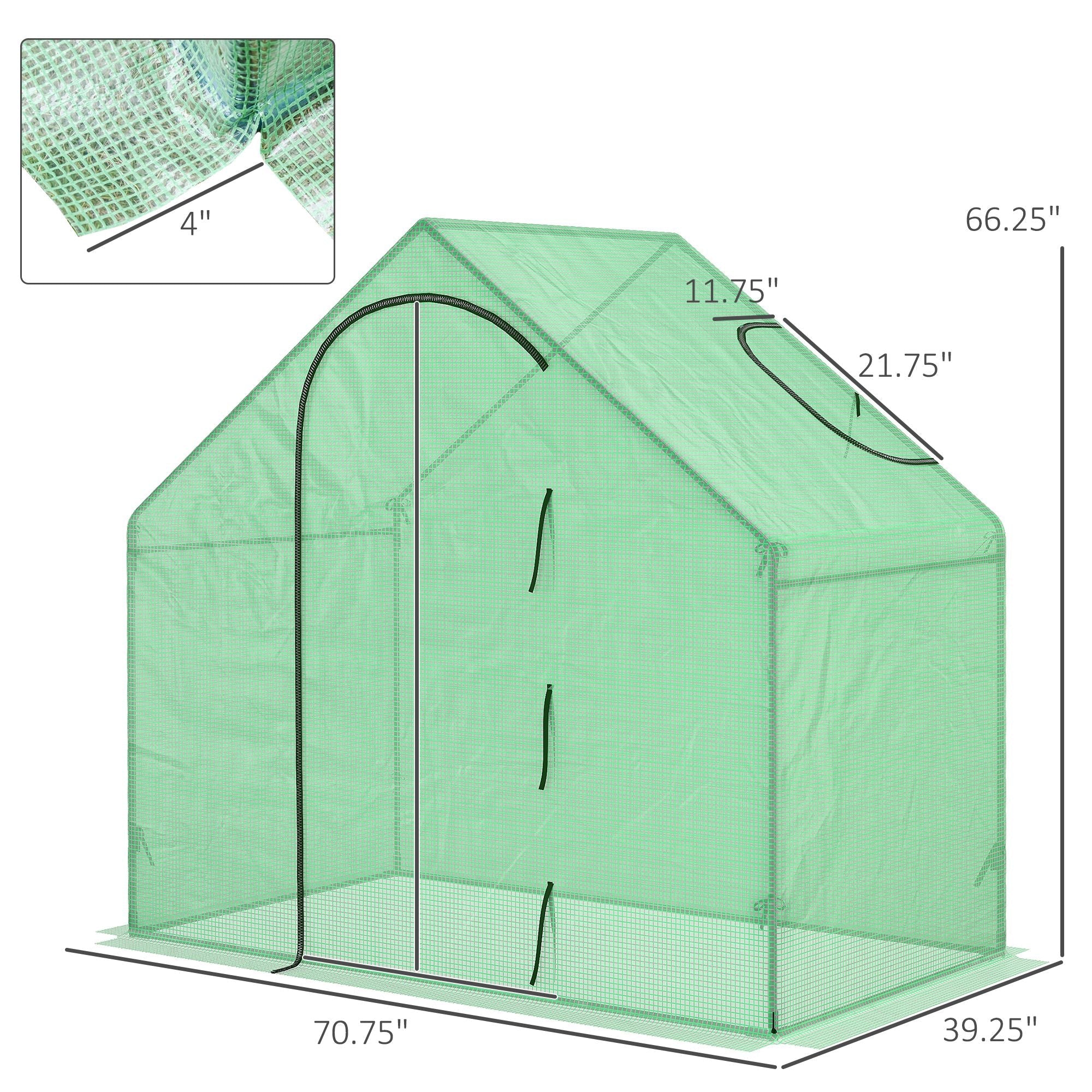 Outsunny Garden Grow Enclosure: 6x3.3x5.5ft Portable Mini Flower Plant Growing Green PVC Tunnel Outdoor Warm House
