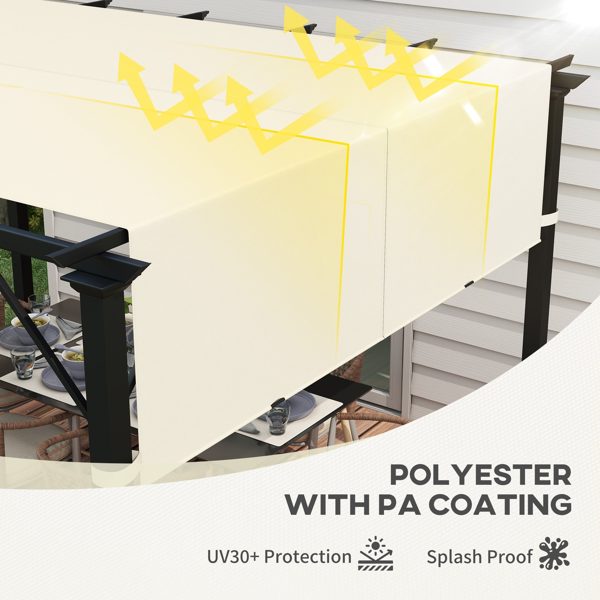 Outsunny 2 Pcs UV Protection Pergola Replacement Canopy, Pergola Shade Cover, Easy to Install, for 10' x 10' Pergola, Cream White