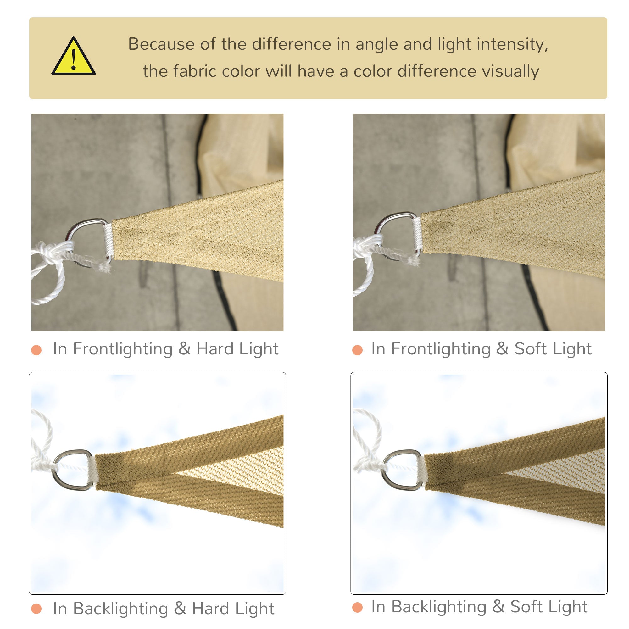 Outsunny Sun Shade Sail: 10ft Triangle UV Protection Outdoor Patio Shelter Canopy, Sand with Portable Bag