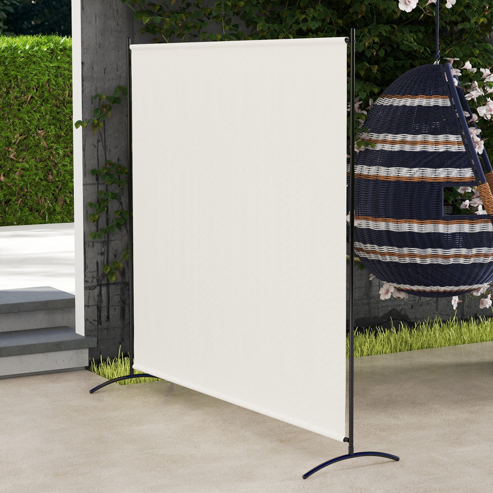 Outsunny Single Panel Room Divider, UV30+ Privacy Screen, Indoor Outdoor Privacy Panel with Stable Base, Beige