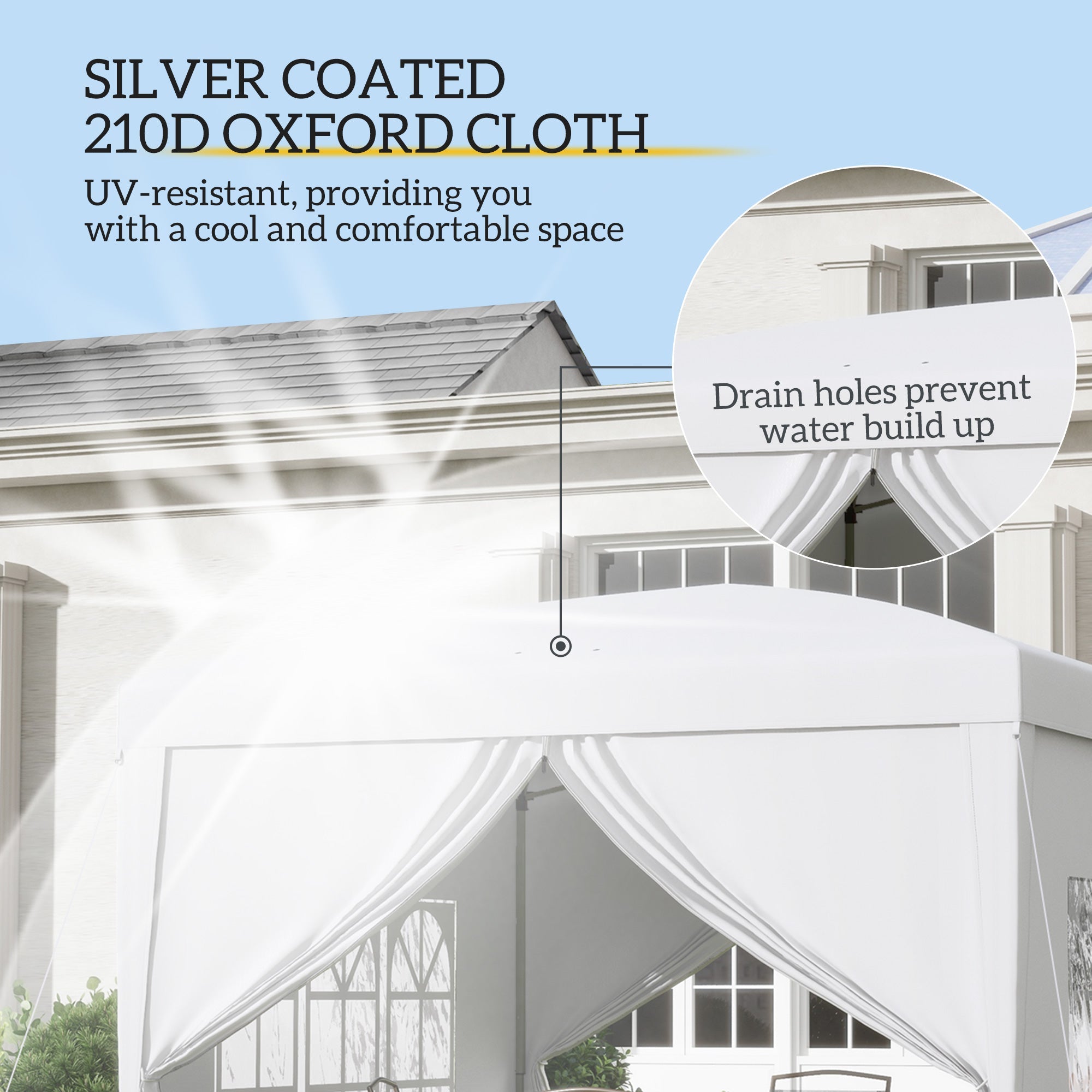 Outsunny 10'x10' Pop Up Party Tent Outdoor Wedding Gazebo Canopy Carrying Bag White