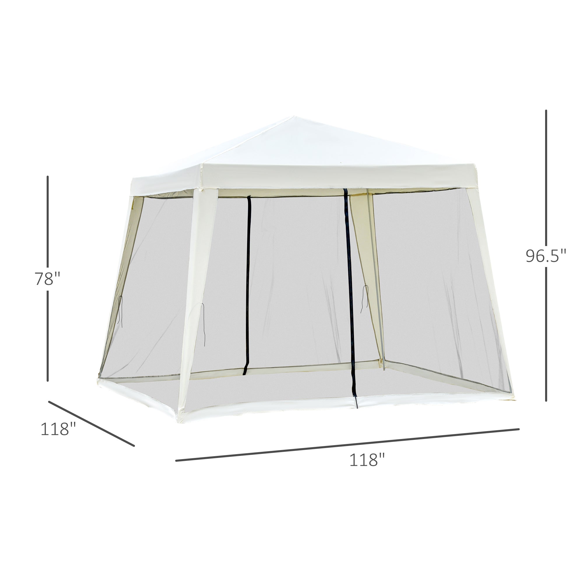 Outsunny 10x10ft Gazebo Tent Netting Patio Canopy Outdoor Party Activity Sun Shade Garden Sun Shelter Mesh Screen Walls Slant Leg Beige