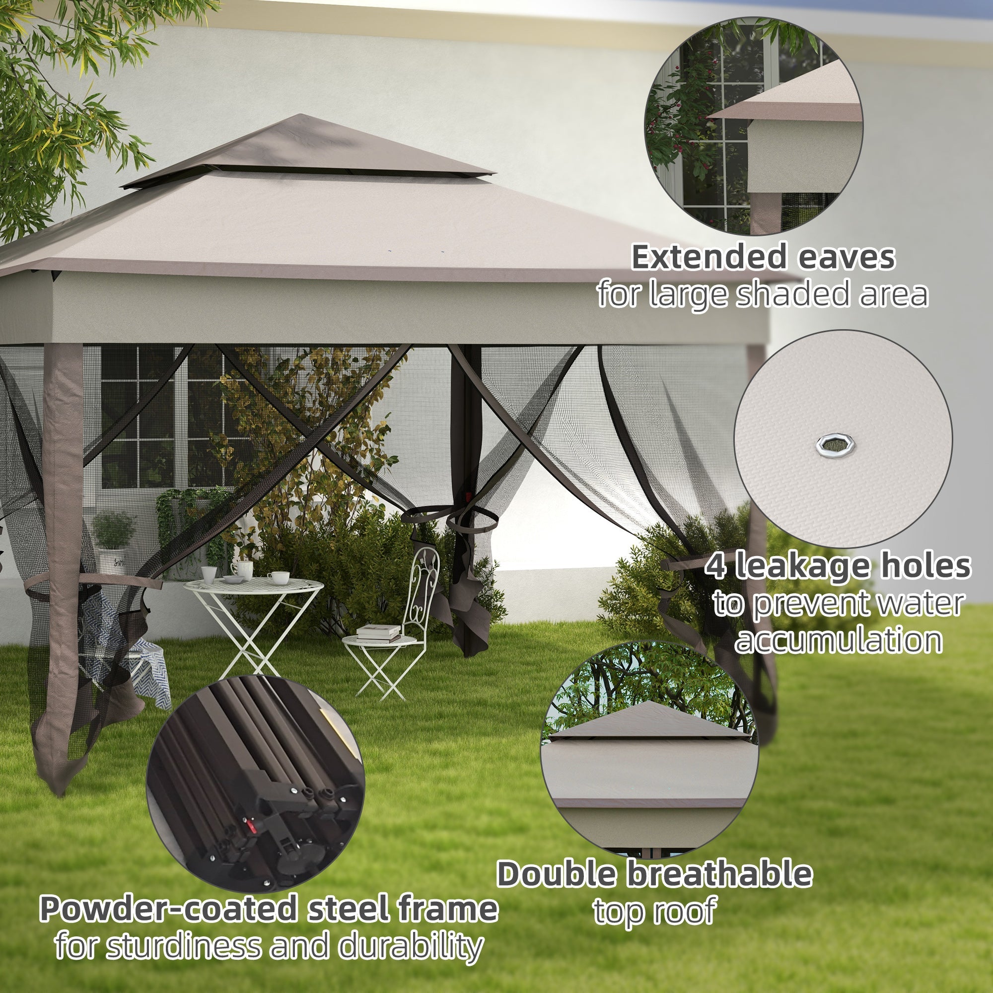 Outsunny 11'x11' Pop Up Canopy 2-Tier Soft Top Event Tent Netting Carry Bag Patio Backyard Garden Grey