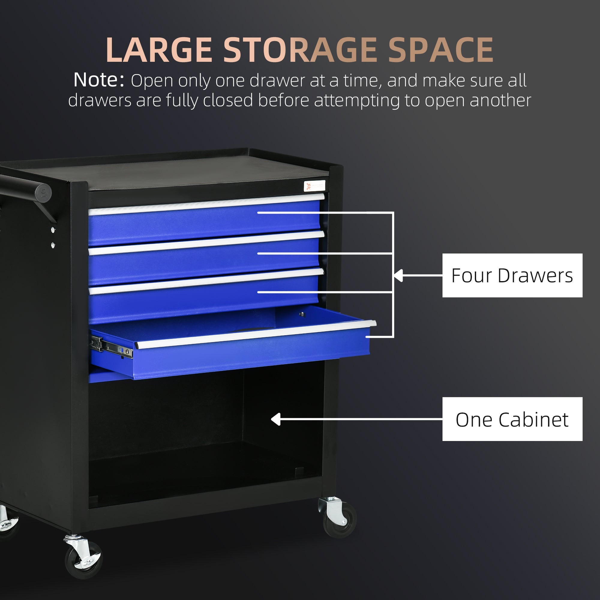 DURHAND 4-Drawer Tool Chest on Wheels, Rolling Tool Box and Storage Cabinet, Portable Tool Organizer