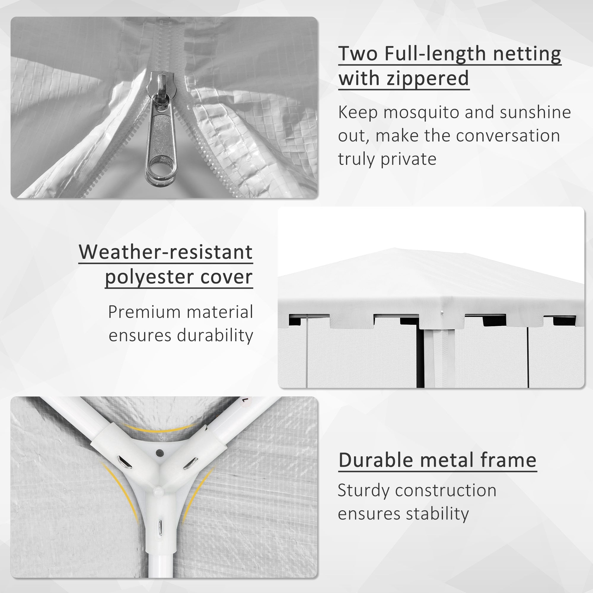 Outsunny 10x13ft Gazebo Party Tent Outdoor Canopy Garden Sun Shade with Mesh Sidewalls White