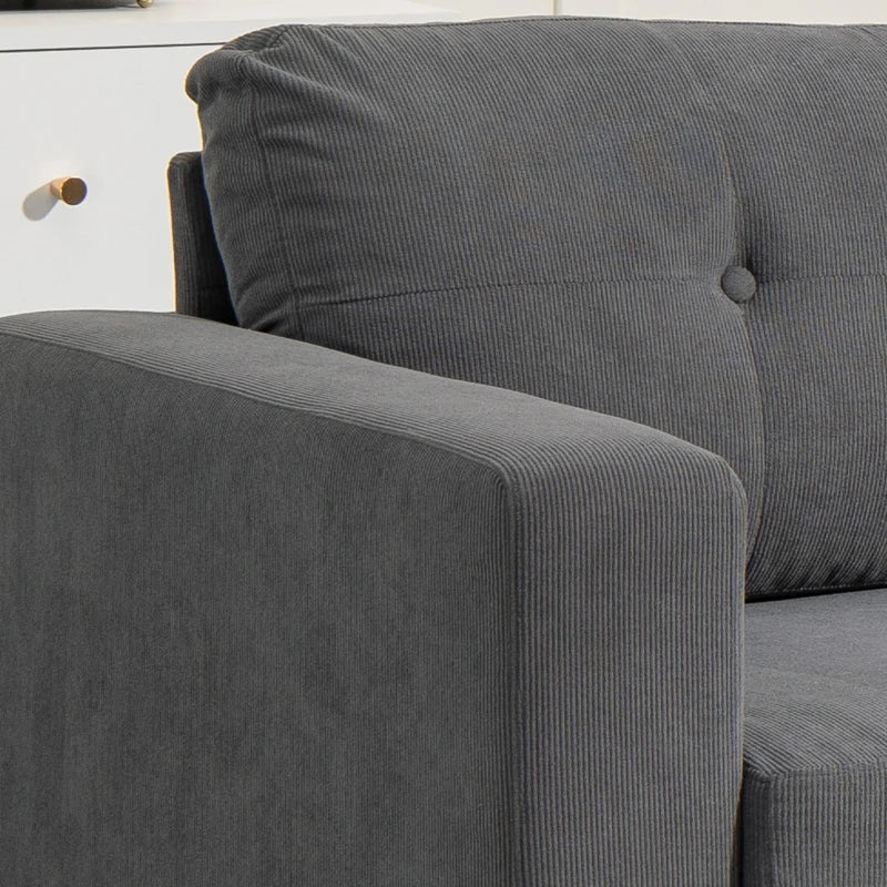 Sectional Sofa with Changeable Chaise Lounge, 3 Seat L-Shaped Small Space Sofa, Upholstered Couch for Small Space, Dark Grey
