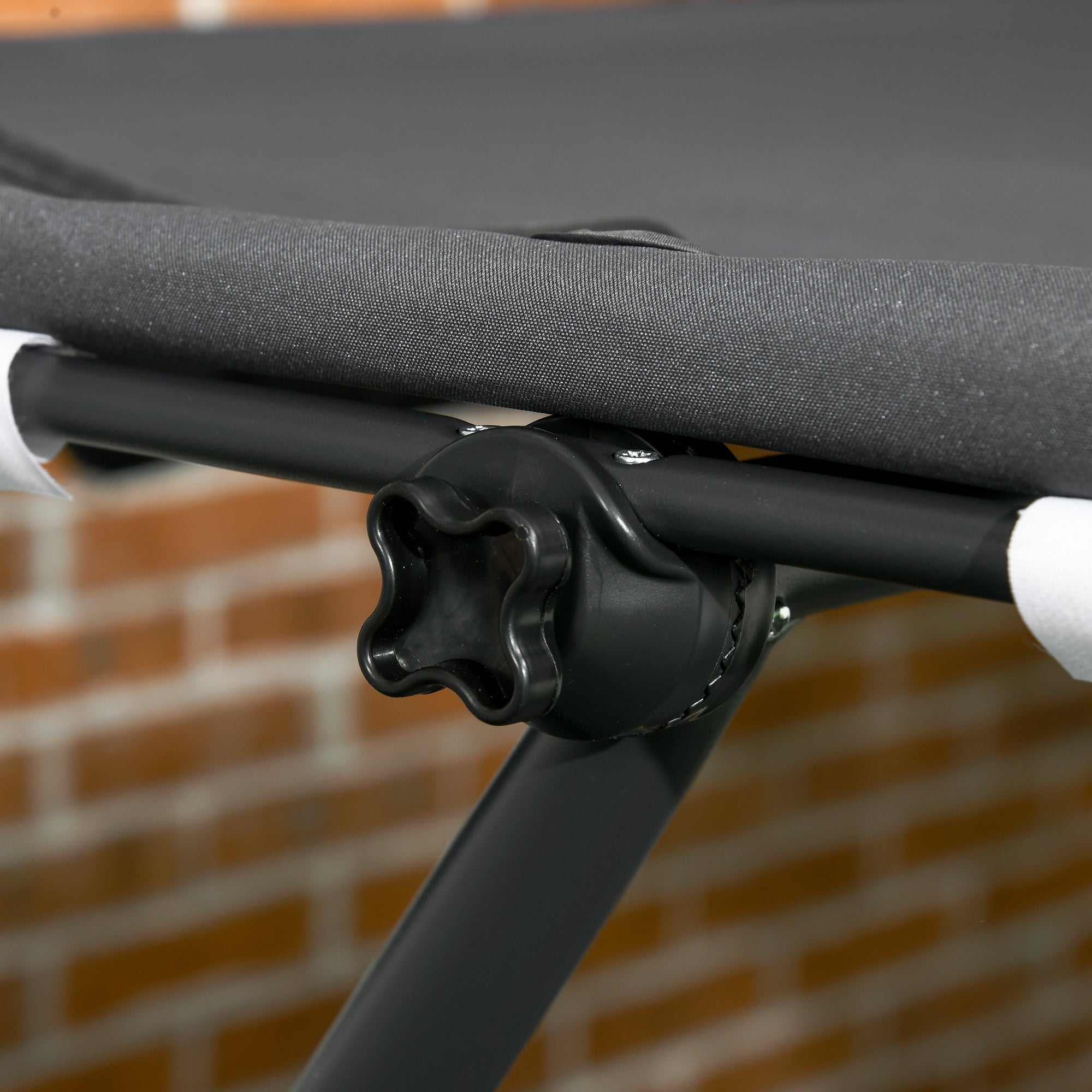 Outsunny Outdoor Double Chaise Lounge Sunbed w Adjustable Canopy Detachable Pillows Wheels Dark Gray