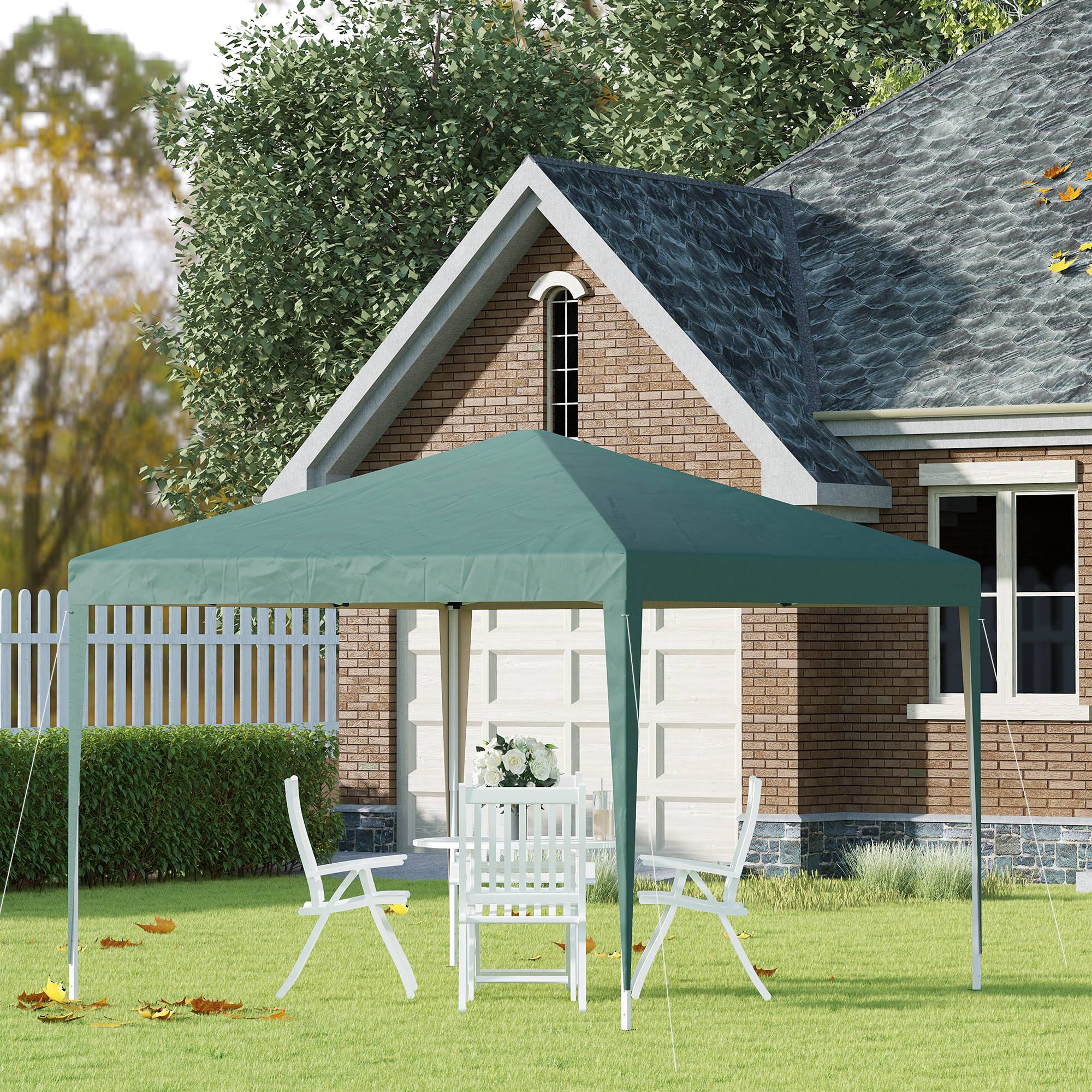 Outsunny 10x10ft Folding Pop Up Tent Outdoor Gazebo Canopy w/ Carrying Bag Green