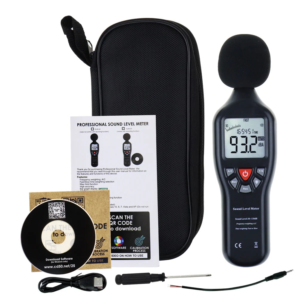 Professional Digital Sound Level Meter (30–130 dB) with Backlit Display – SLM-24 & SLM-25 Models