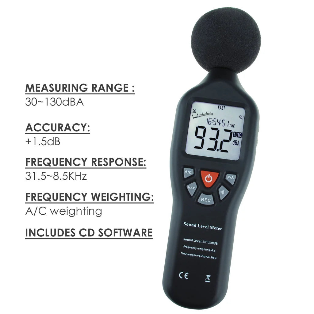 Professional Digital Sound Level Meter (30–130 dB) with Backlit Display – SLM-24 & SLM-25 Models