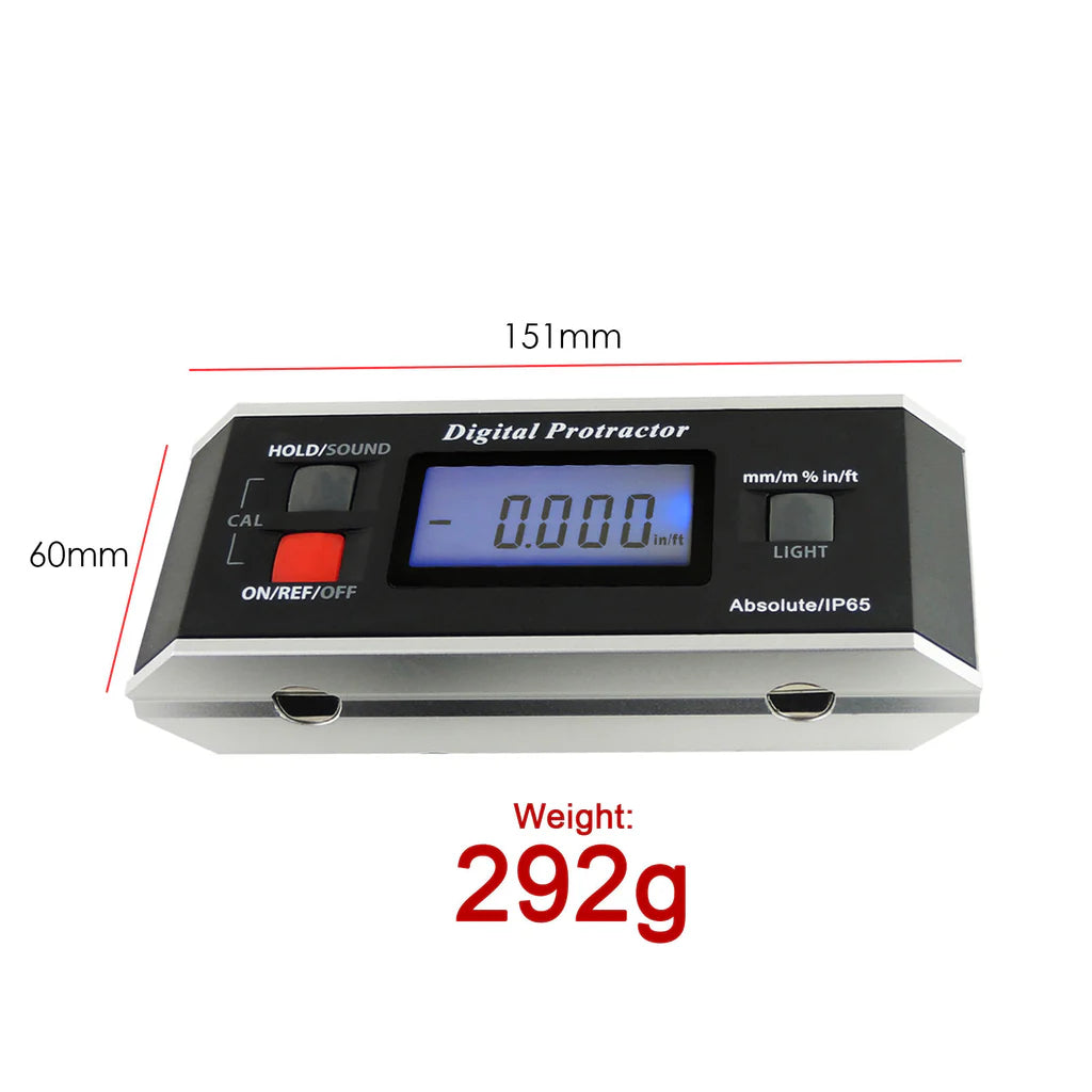 Digital Protractor Angle Finder & Inclinometer with Magnetic V-Groove, Backlit Display & IP65 Protection