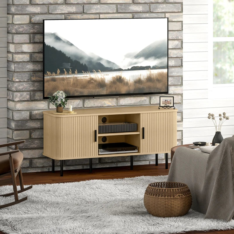 TV Stand Cabinet for TVs up to 55 Inches, TV Unit with Storage Shelves and Cabinets for Living Room, Oak Tone