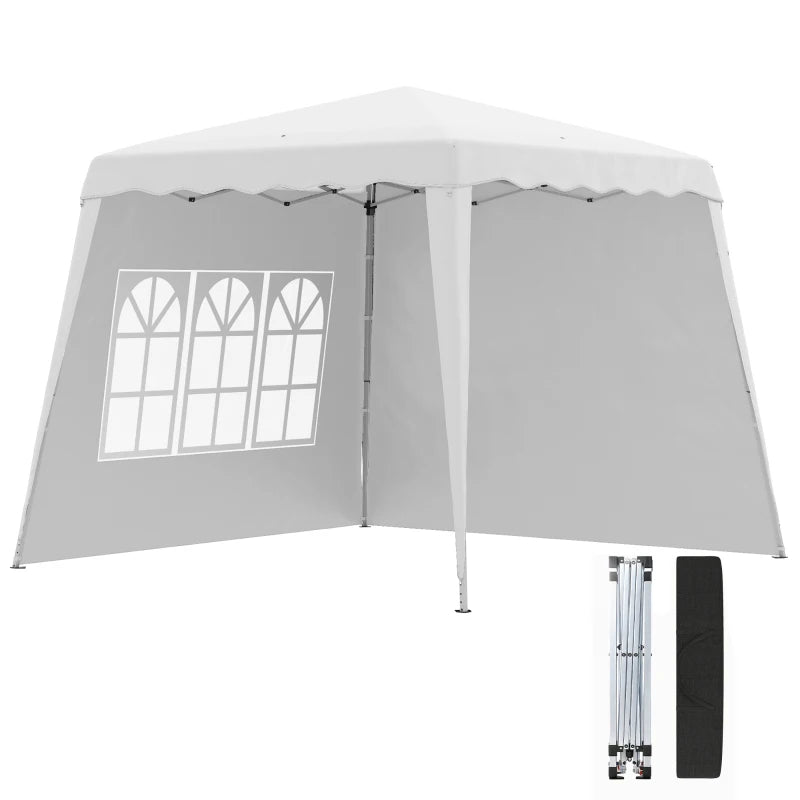 Pop Up Canopy Tent with 2 Sidewalls, UV50+ Tents for Parties, with Carry Bag, Slant Legs, 8 x 8ft Top/9.5 x 9.5ft Base