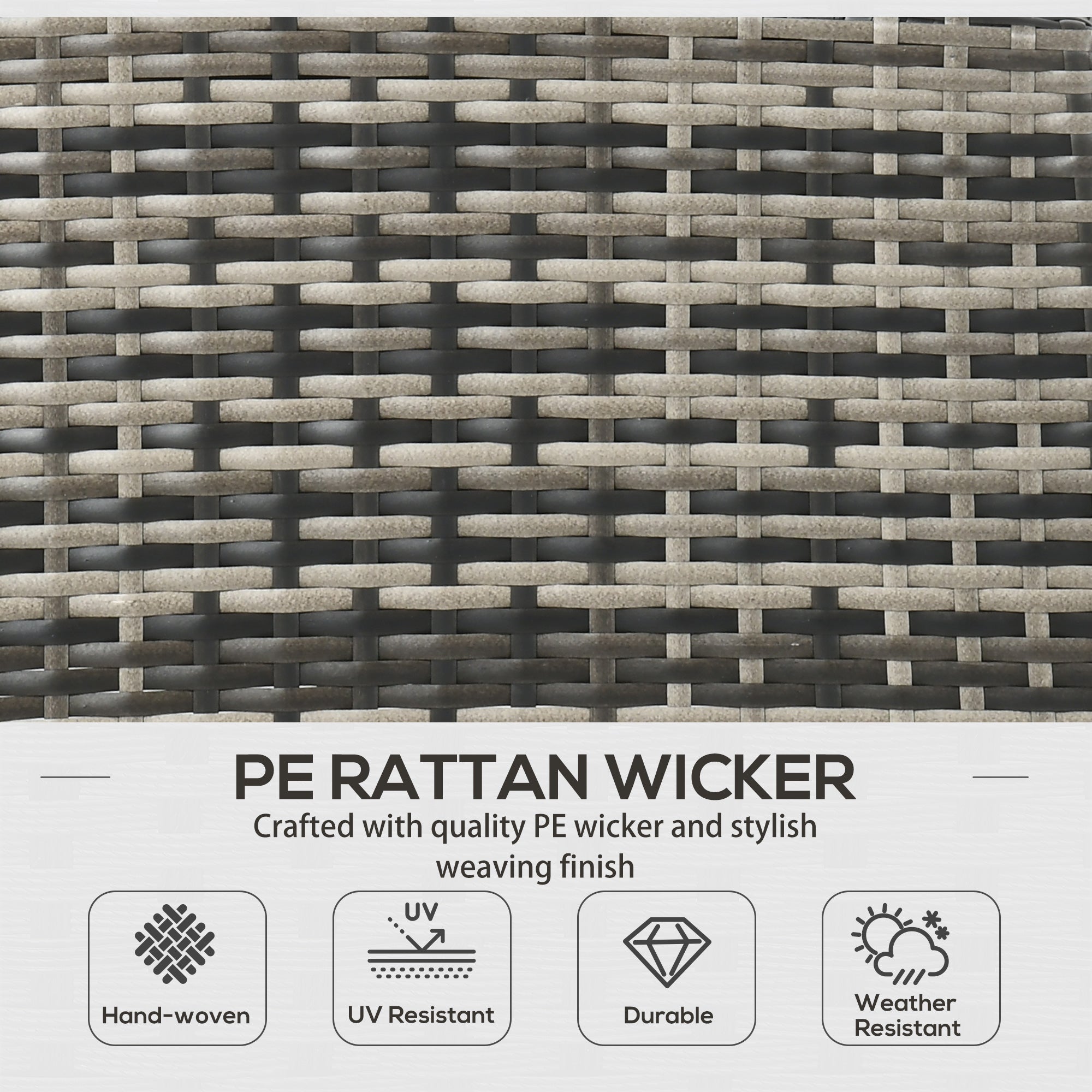 Outsunny 6PC Outdoor Patio Furniture Set Chairs Ottomans Sofa Glass Table Cushions Rattan Conversation Set